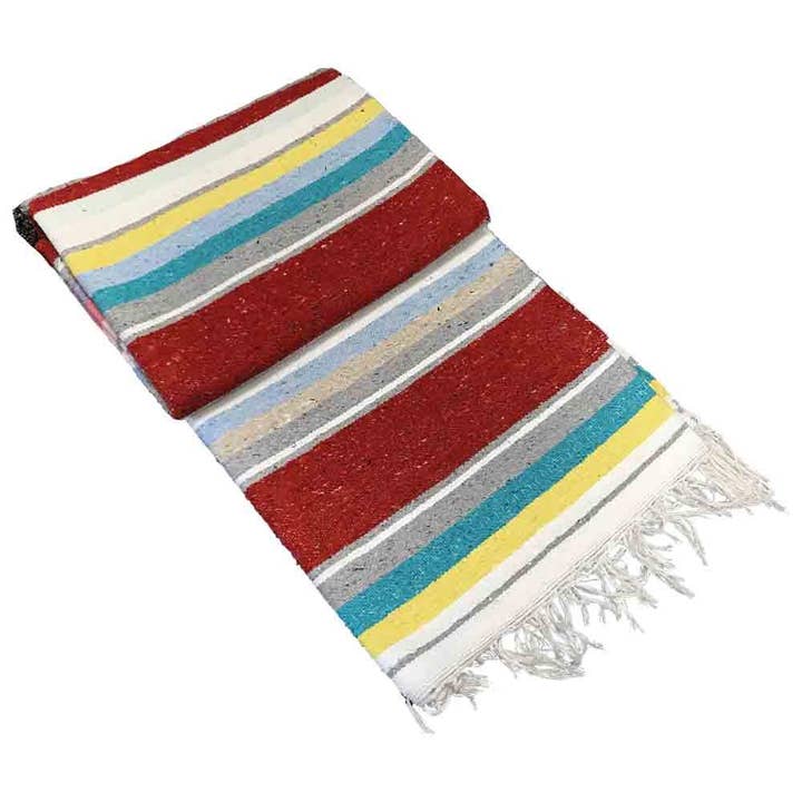 West Path - Wholesale Picnic Blanket - 100% Cotton Red Pastel Serape Mexican Blanket3
