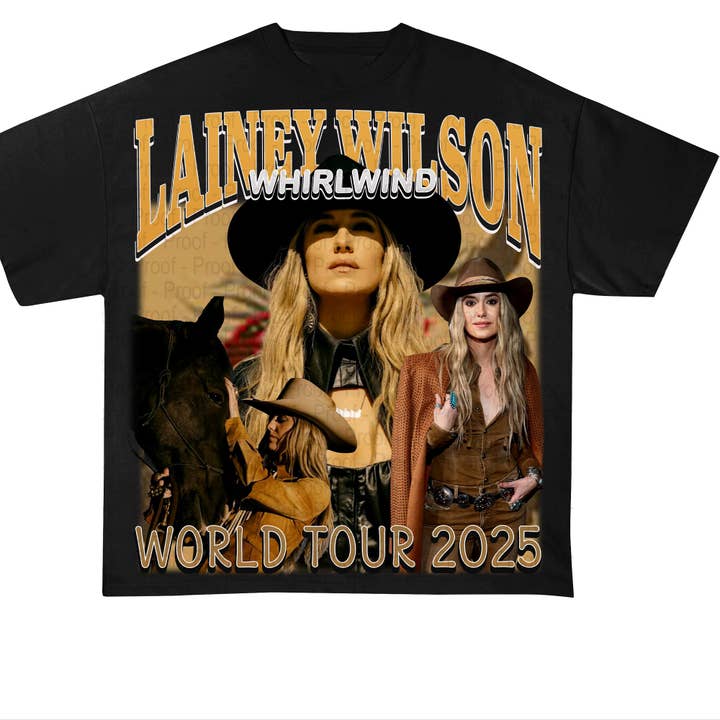 TheKingShirt - Wholesale Graphic Sweatshirt - Women's - Lainey Wilson Whirlwind Tour Bootleg Tee - 2025 Exclusive