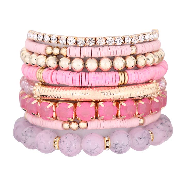 MYS Wholesale Inc - Wholesale Beaded Bracelet - Fimo Ccb Mix Bead Charm Stretchable Bracelet