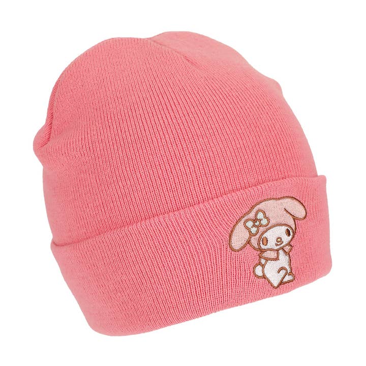 Bioworld Merchandising - Wholesale Beanie - Women's - My Melody Embroidered Character Art Pink Cuff Beanie0