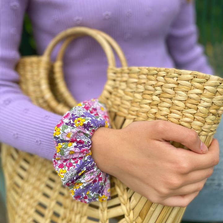 Laure Derrey - Wholesale Scrunchie - Women's - CHOUCHOU PAOLA/cotton printed purple and yellow flowers