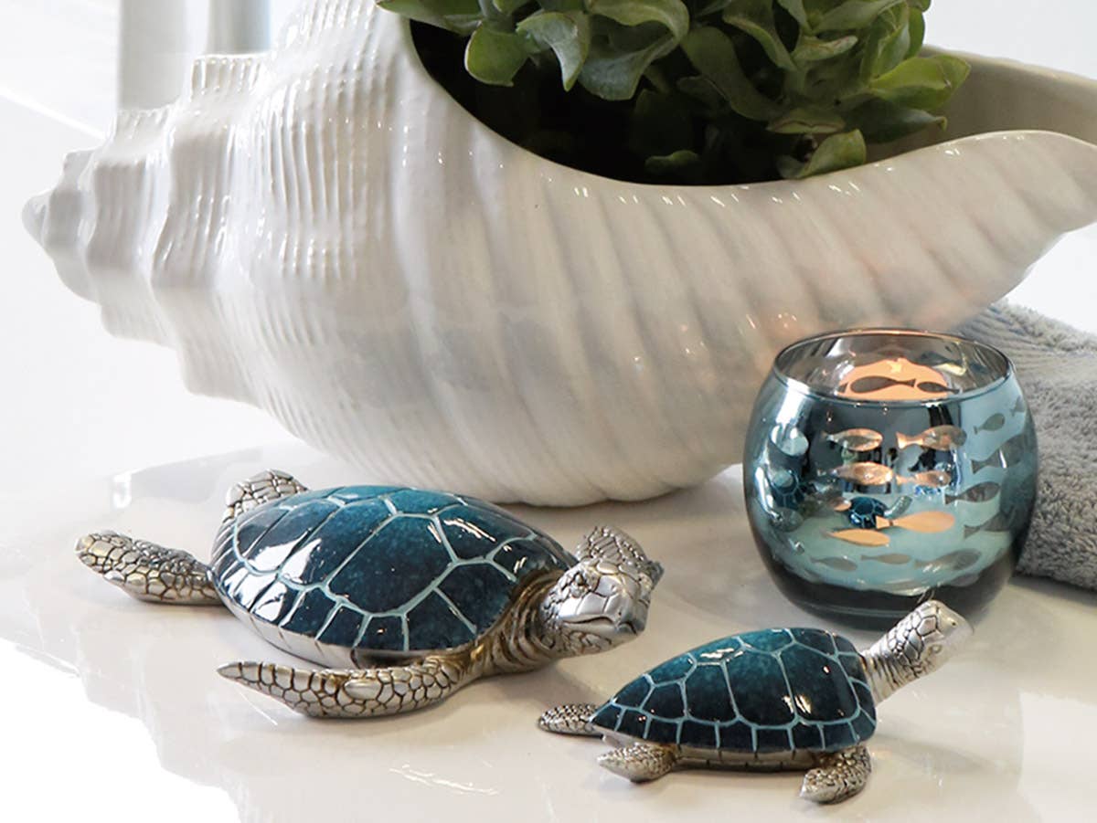 Gilde Handwerk Macrander GmbH & Co. KG - Wholesale Decorative Figurine - Tortoise decorative figure “Josie” in blue/silver VE 40