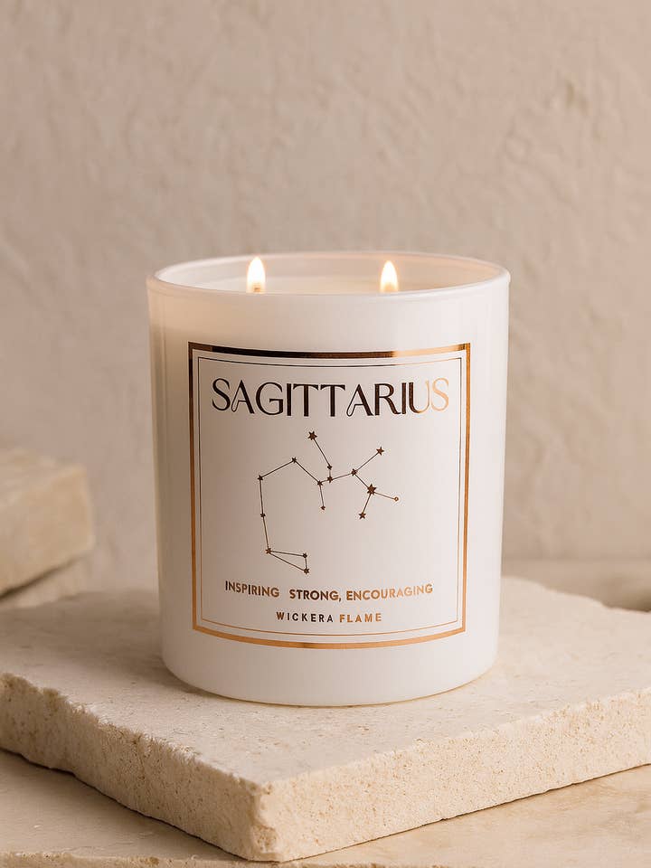 ♐ Sagittarius Zodiac Candle for wholesale by Wicker and flame