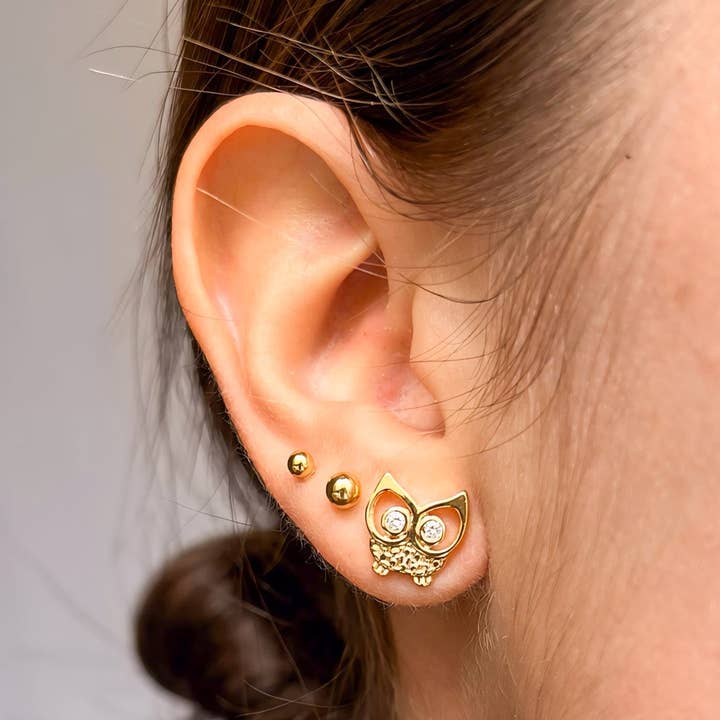 Zierliches Gold-Eulenset Cz Nachteule für den Großhandel von Lacosta Jewelry Corp