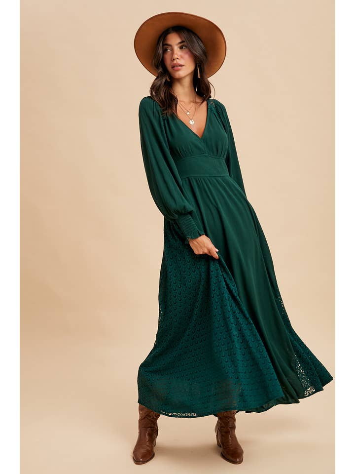 In Loom - Wholesale Dress - Women's - LACE PANEL V NECK MAXI DRESS4