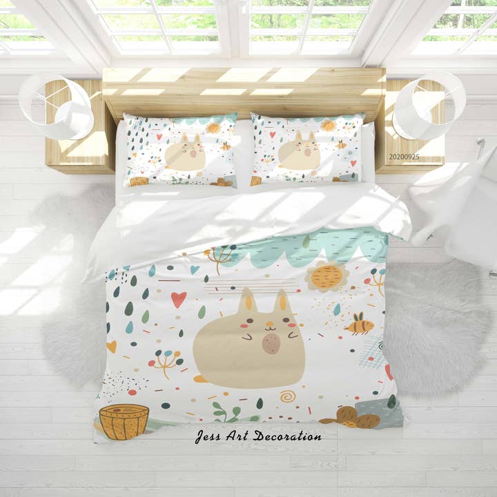 3D Cartoon-Tier-Fettkatze-Muster-Bettbezug-Set Bettwäsche-Set Bettdeckenbezug Kissenbezüge WJ 6458 für den Großhandel von Jess Art Decoration