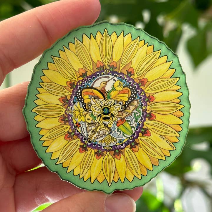 Sunflower Magnets, Keychains and Pins for wholesale by EarthArt International