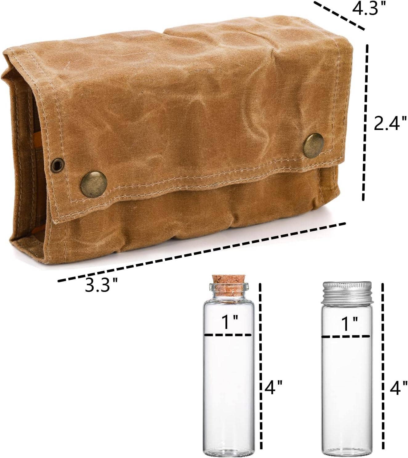 VIGOR - Vente Sets de voyage - Trousse à épices de voyage en toile cirée imperméable Sac de rangement pour bouteilles d'assaisonnement Ustensiles de camping en plein air Porte-épices de voyage Bushcraft (lot de 10)1