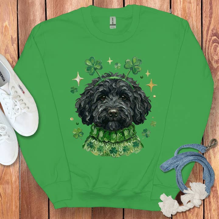 Puppy Jo - Wholesale Graphic Sweatshirt - Unisex - Lucky Black Goldendoodle Sweatshirt4