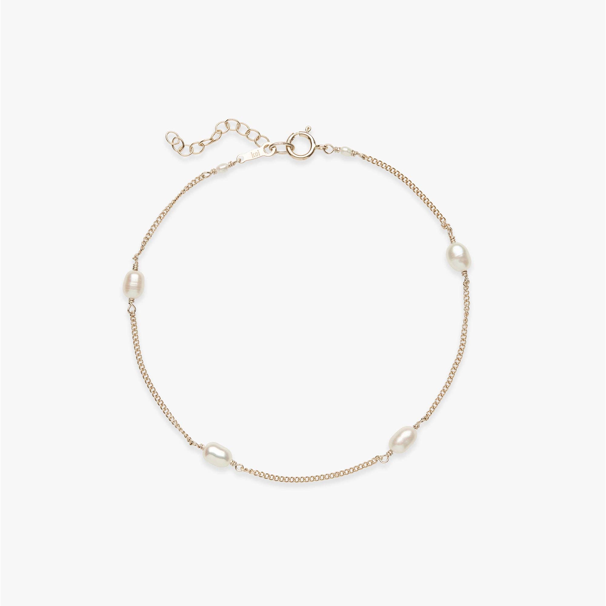 Koi Atelier - Wholesale Anklet - Parel enkelband met stoeprand goud gevuld0