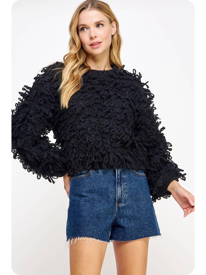 Strut & Bolt – wholesale Tunikatröja - Dam – Stickad Fringe Shaggy tröja1