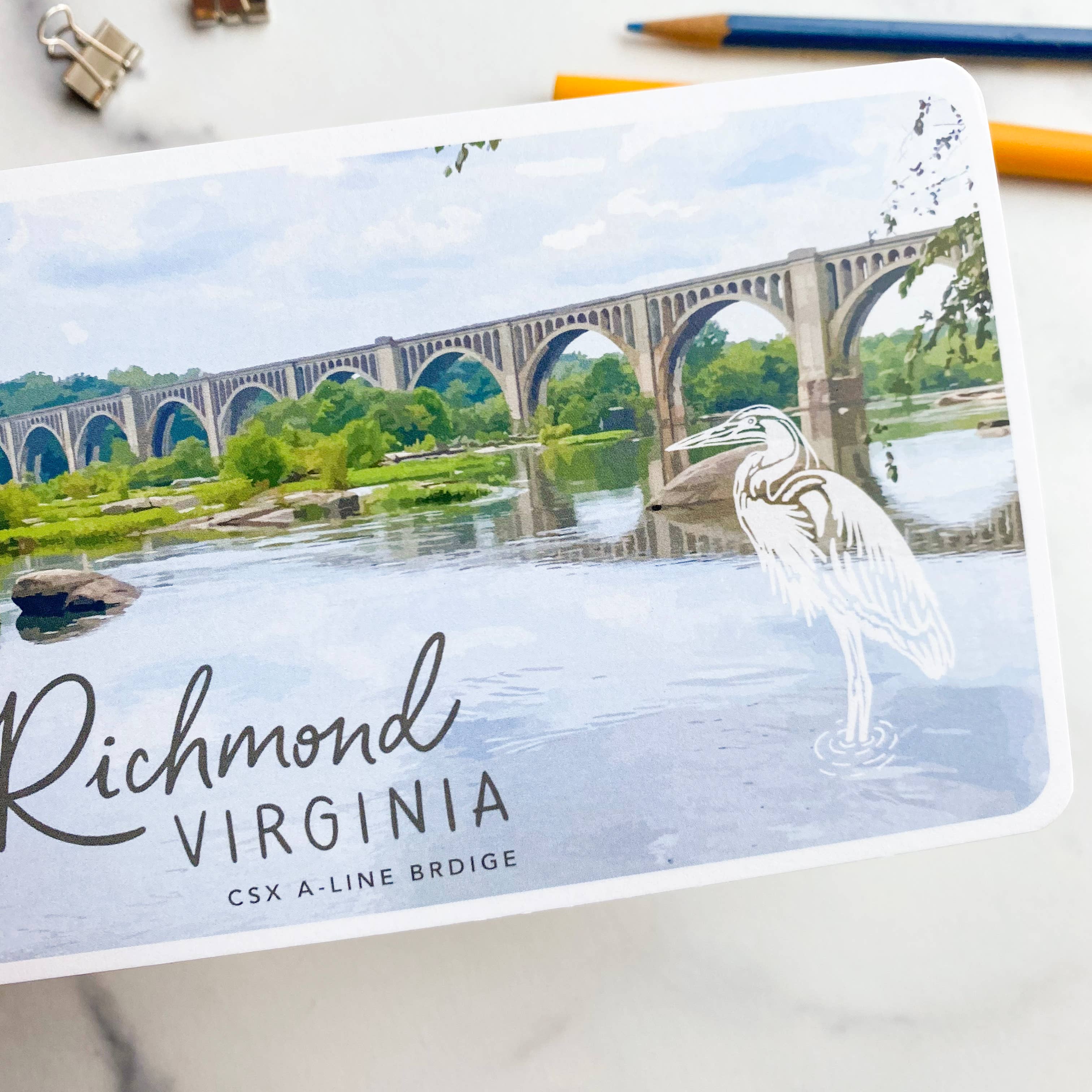 Billie Claire Illustration (Handmade) - Wholesale Postcard - Postcard - Richmond, Virginia - CSX A-Line Bridge1
