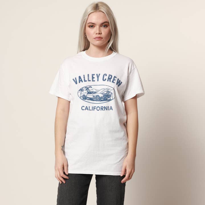 Valley Crew Car Weißes Unisex-T-Shirt für den Großhandel von James Mae
