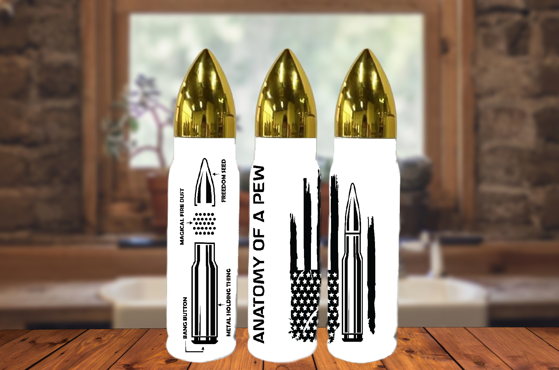 Justified Madness1 - Wholesale Insulated Mug/Tumbler - Anatomy Of The Pew 17oz Bullet Tumbler Physical Item0
