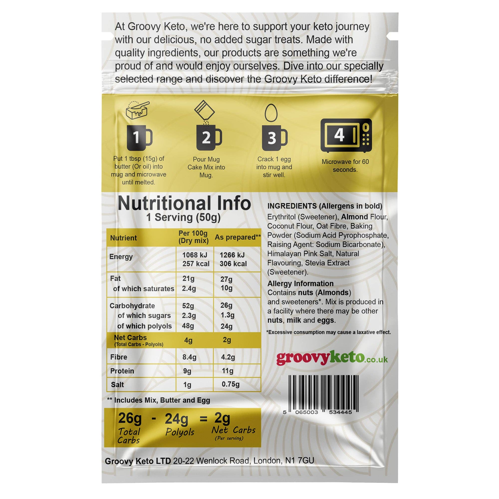 Groovy Keto - Wholesale Taart/cakemix - Groovy Keto Vanille Mug Cake Mix2