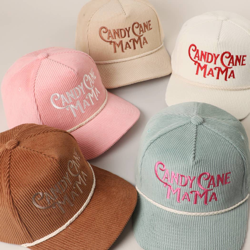 Fashion City - Wholesale Trucker Hat - Women's - CANDY CANE MAMA Corduroy Rope Trucker Hat2