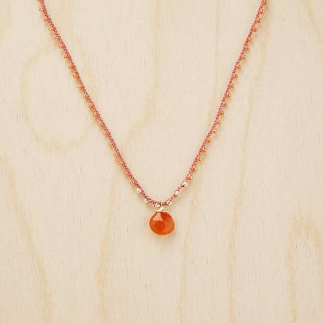 Briolette Braided Pendant Necklace with Carnelian Gemstone / KRN G B373-11 for wholesale by Machu Picchu Jewelry