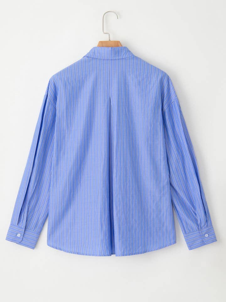 Lovesoft - Wholesale Button Down Shirt - Women's - Stripe Button-Up Relaxed Fit Oversized Shirt3