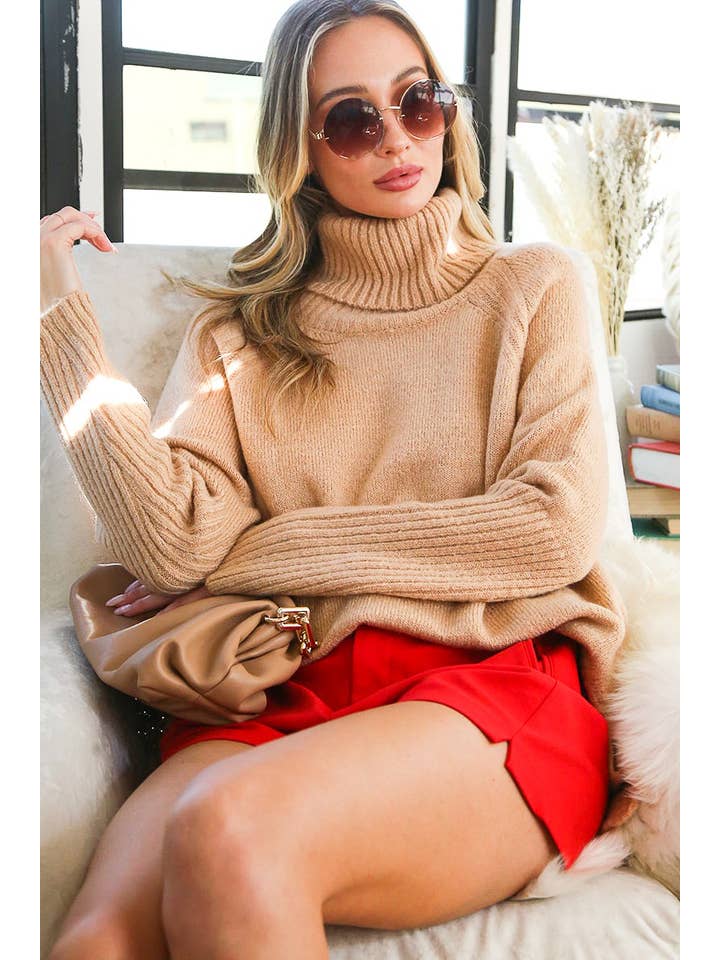 Vine & Love - Wholesale Knit Sweater - Women's - Perfectly Soft Turtle Neck Solid Knitted Sweater VT31723-11