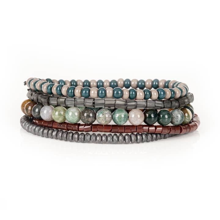 Earthstone Heren Multi-Laag Kralen Armband Stapel voor wholesale door The Dark Men