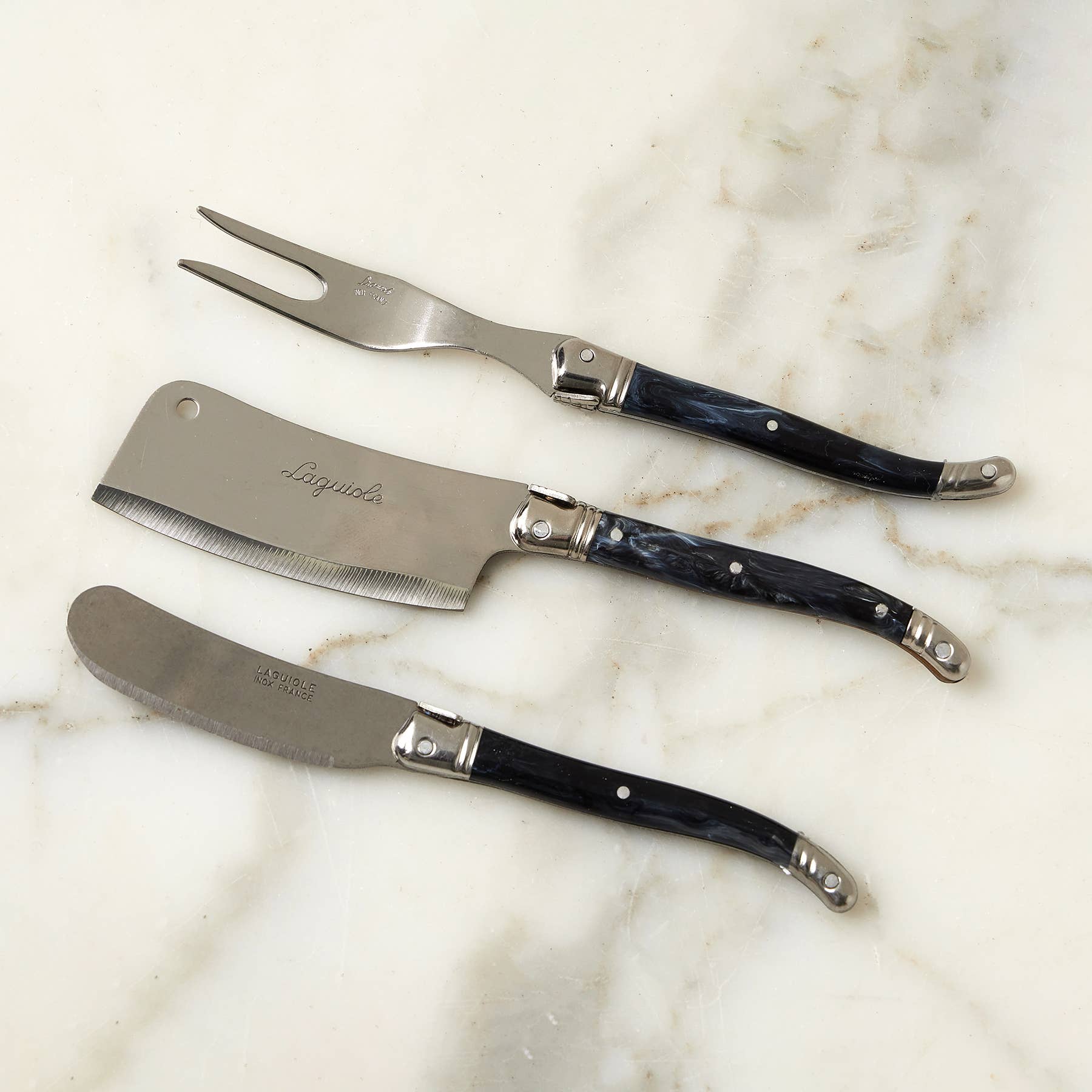 etúHOME - Vente Ustensile de service - Le véritable couperet à fromage Laguiole français, marbré gris2