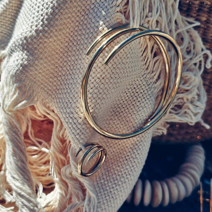 Bisjoux - Wholesale Band/Stacked Ring - Brass ring triple spike wrap talen collection 6