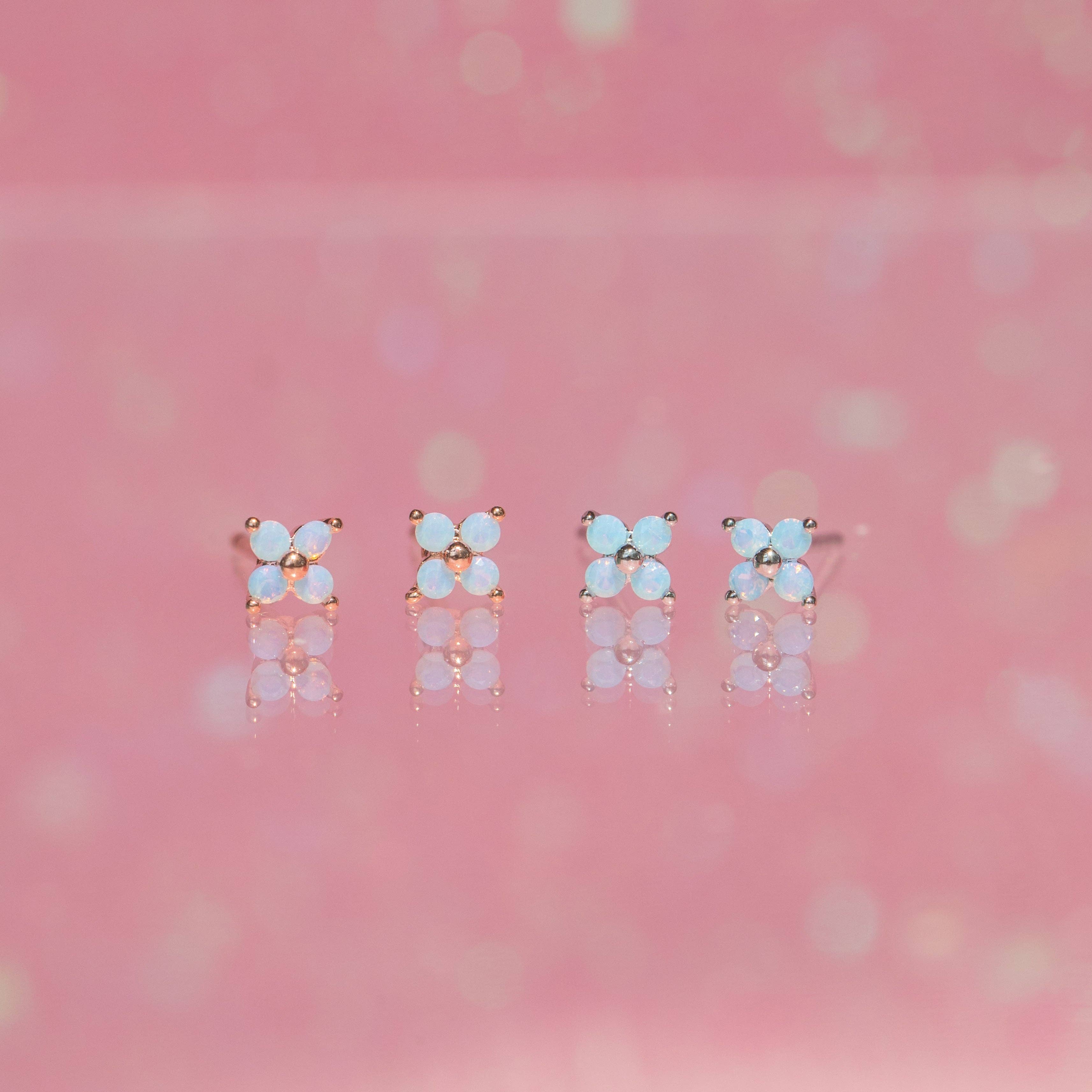 Girls Crew - Wholesale Stud/Post Earrings - Teeny Tiny Blue Blossom Studs13
