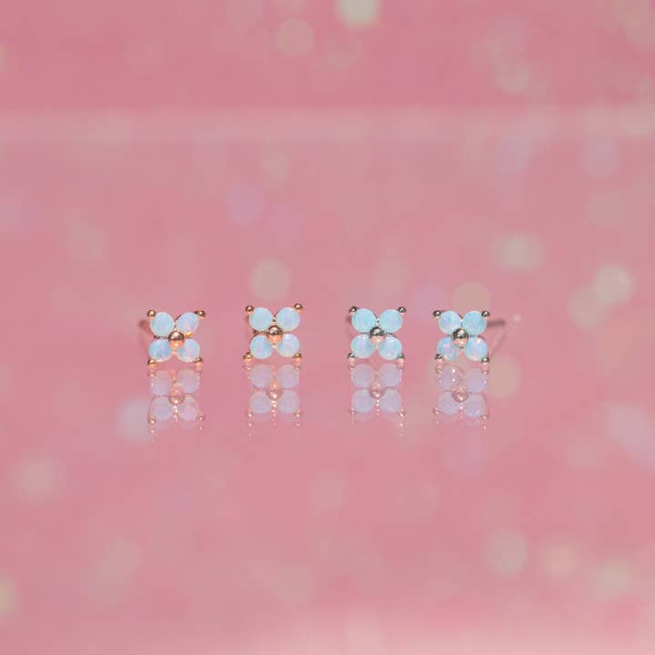 Girls Crew - Wholesale Stud/Post Earrings - Teeny Tiny Blue Blossom Studs13