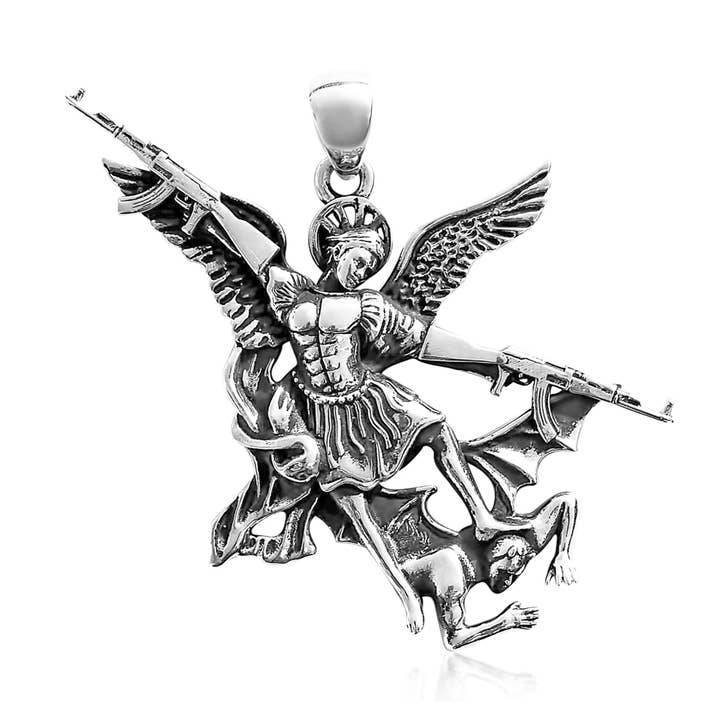 Sterling Silver XL AK Archangel Pendant/Charm Necklace for wholesale by L A B A Y