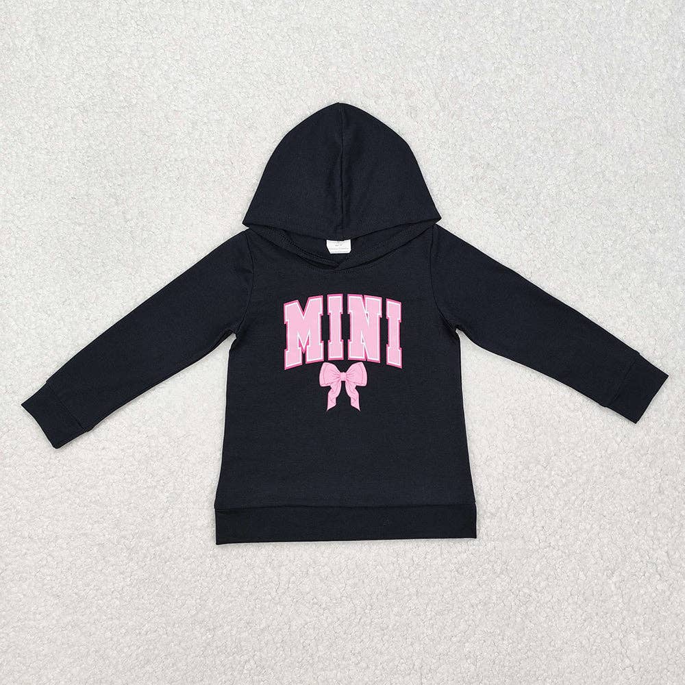 Aier Wholesale - Wholesale Mommy & me sets - Mommy and Me Baby Girls Mini Mama Bow Black Hooded Tops2