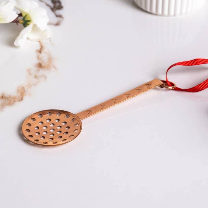 ANATOLIACRAFT – Großhandel Kochlöffel – Handgefertigter Mini-Kupfer-Schlitzlöffel, Puppenhaus-Utensil & festliche Küchendekoration