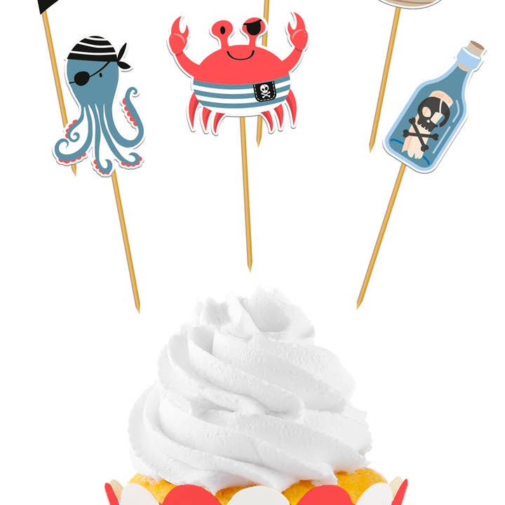 Conjunto de Decoração para Cupcakes - Festa Pirata - 6 conjuntos por atacado de Folat BV