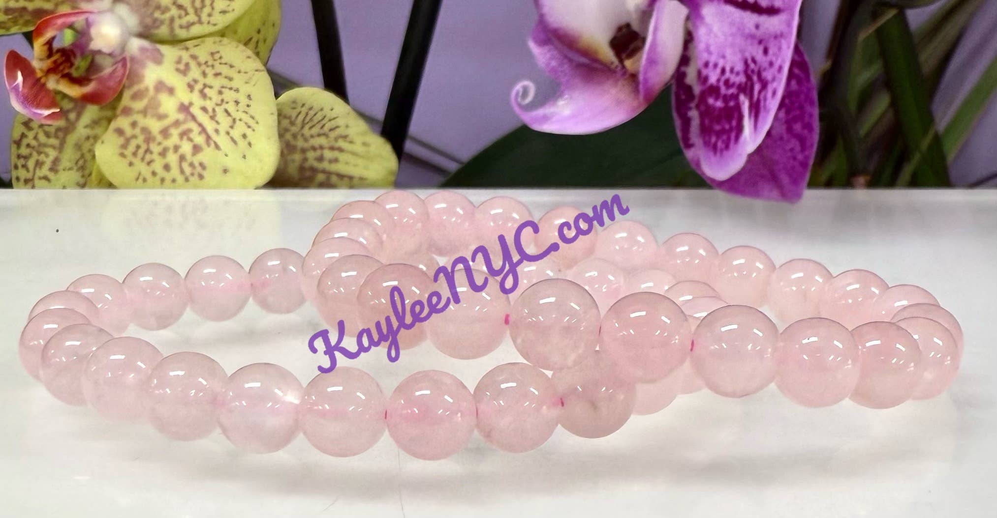 KayleeNYC - Wholesale Beaded Bracelet - Natural Rose Quartz 8mm 7.5” Crystals Healing Energy 8