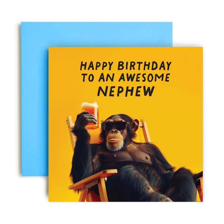 Awesome Monkey Beer Day Card for Him for wholesale by Huxters