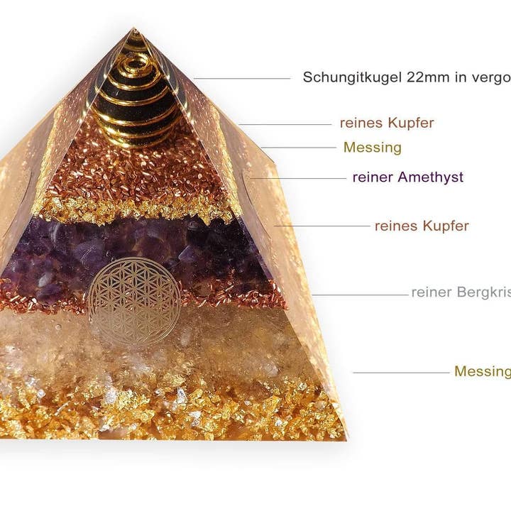 Orgonic-Art – wholesale Andlig sten/kristall – Stor pyramid orgone generator - inre harmoni, cellskydd