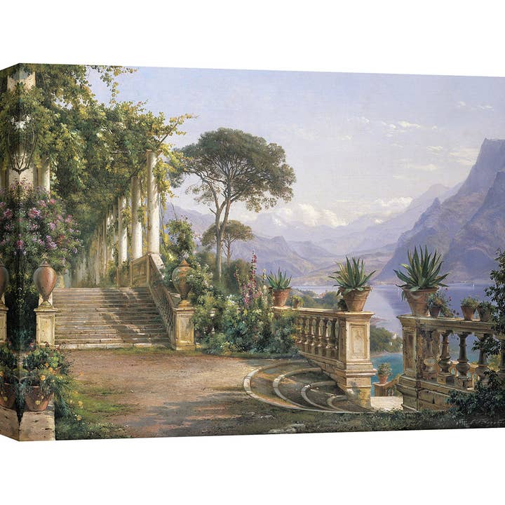 Afbeelding op doek: C.F. Aagaard, Loggia sul Lago di Como voor wholesale door Selected Artworks Italia