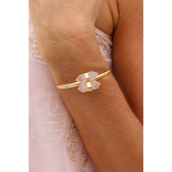 Aurobelle Ibiza - Wholesale Bangle Bracelet - Bracelet with rose quartz