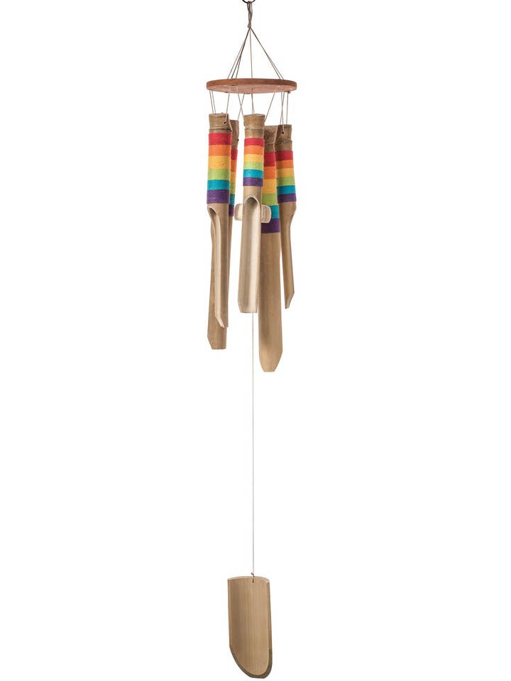 Bamboo Windchime With Rainbow Thread for wholesale by Namaste