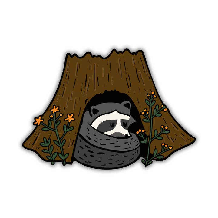 Resting Raccoon - Nature Sticker for wholesale by Hazy Holler Goods