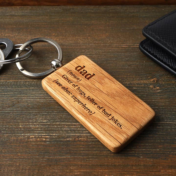 CGB Giftware - Wholesale Keychain - Men's - Loft 'Dad' Oak Rectangular Keyring