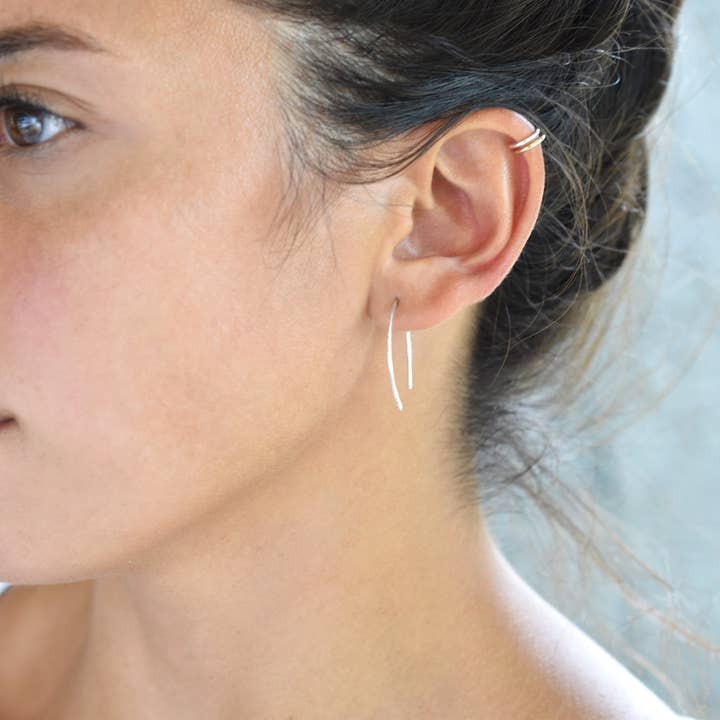 Loveable - Wholesale Hoop Earrings - Small Arc Threader Earrings2