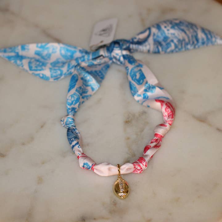 Deep South Originals, LLC - Wholesale Pendant/Charm Necklace - Red & Blue Scarf Necklace ~ Pick your Charm