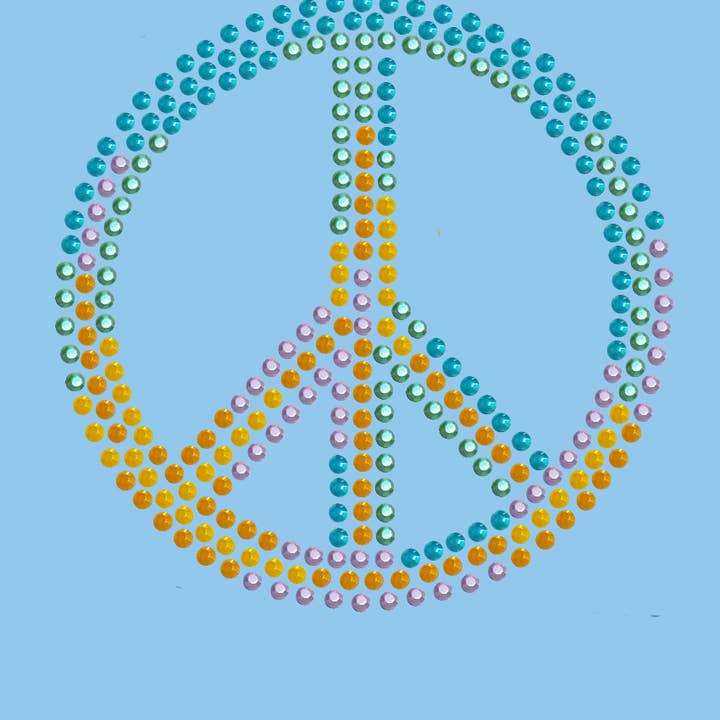 Peace Sign Blau Orange Gelb Grün Damen T-Shirt für den Großhandel von Dog in the Closet