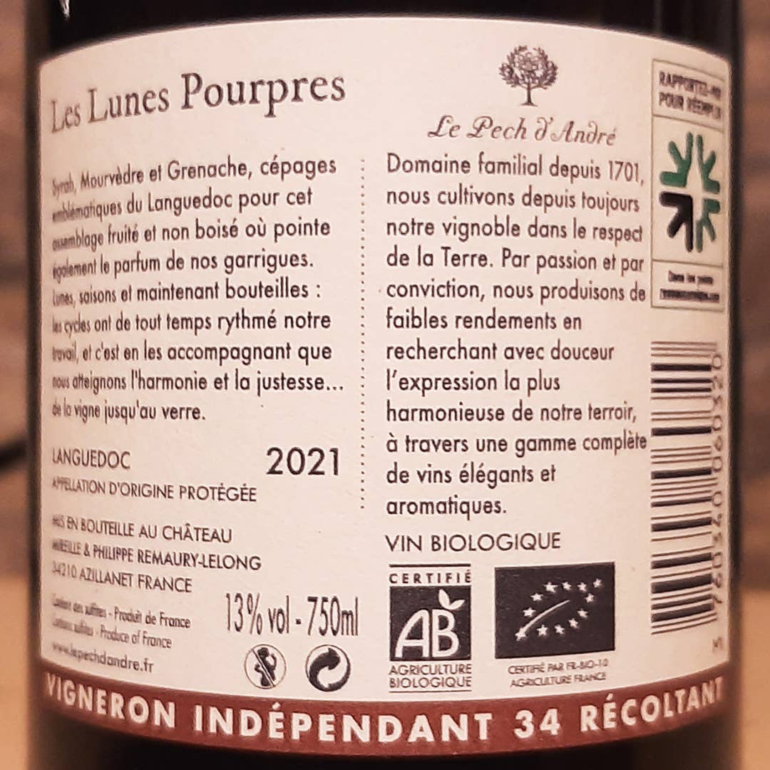 Le Pech d'André - Wholesale Red Wine - Les Lunes Pourpres (organic red wine)3