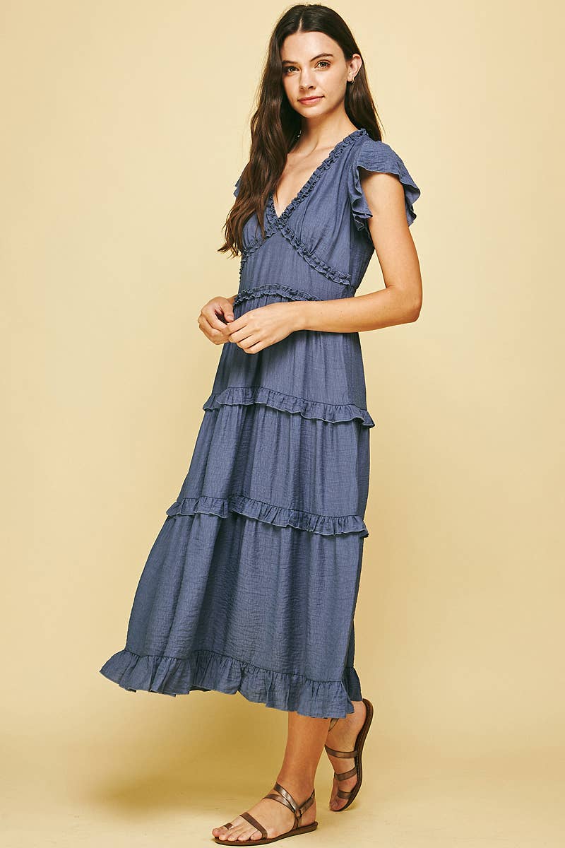 PINCH - Wholesale Dress - Women's - RUFFLED TEA LENGTH DRESS - 3597D4