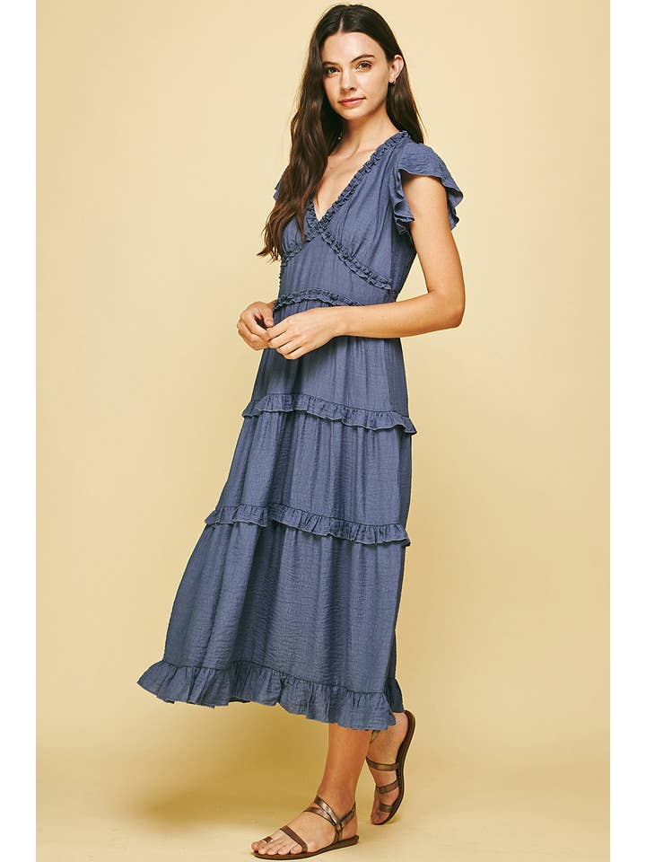 PINCH - Wholesale Dress - Women's - RUFFLED TEA LENGTH DRESS - 3597D4