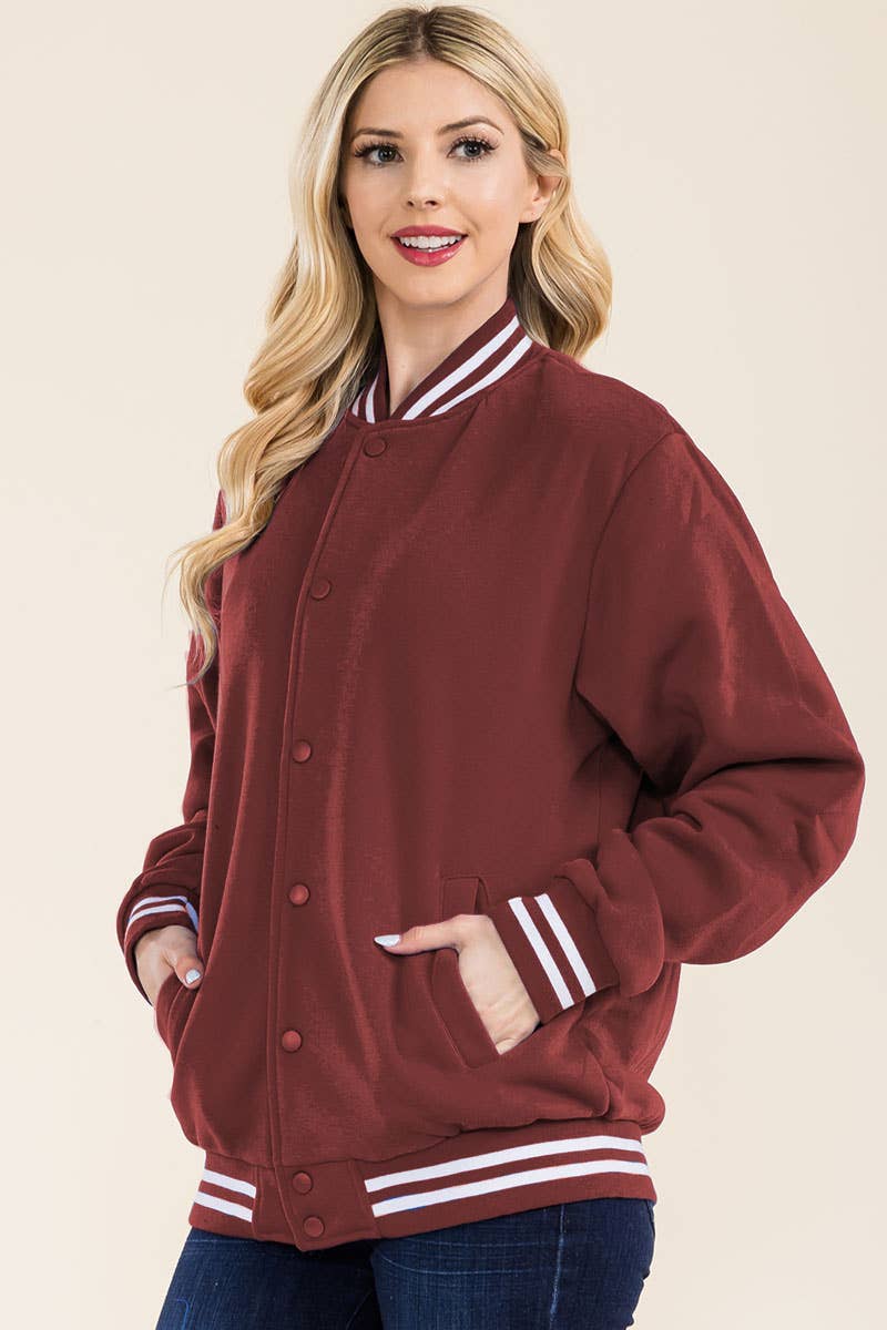 WEIV - Vente Veste d'université/de baseball – femme - Veste universitaire en polaire Boyfriend7