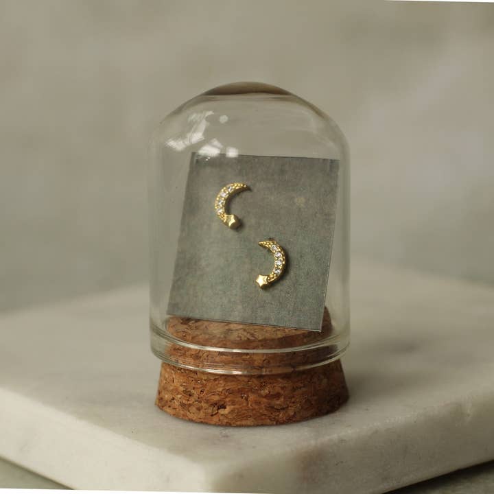 Silk Purse, Sow's Ear - Wholesale Stud/Post Earrings - Gold Vermeil Moon Stud Earrings1