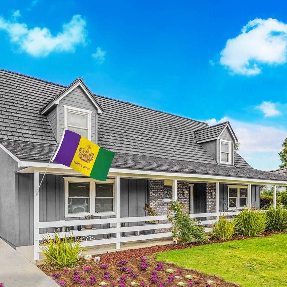 Flags Importer – wholesale Flag – Mardi Gras (Crown) Flag 3x5ft Poly2