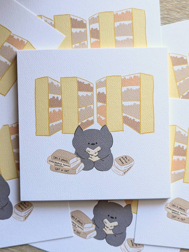 Library Cat Art Print for wholesale by Fruit Cats Studio